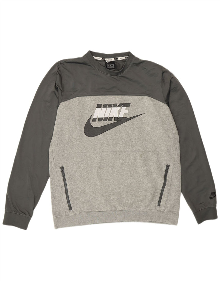 Nike Herre grafisk sweatshirt Jumper Medium Grå Colourblock Bomuld