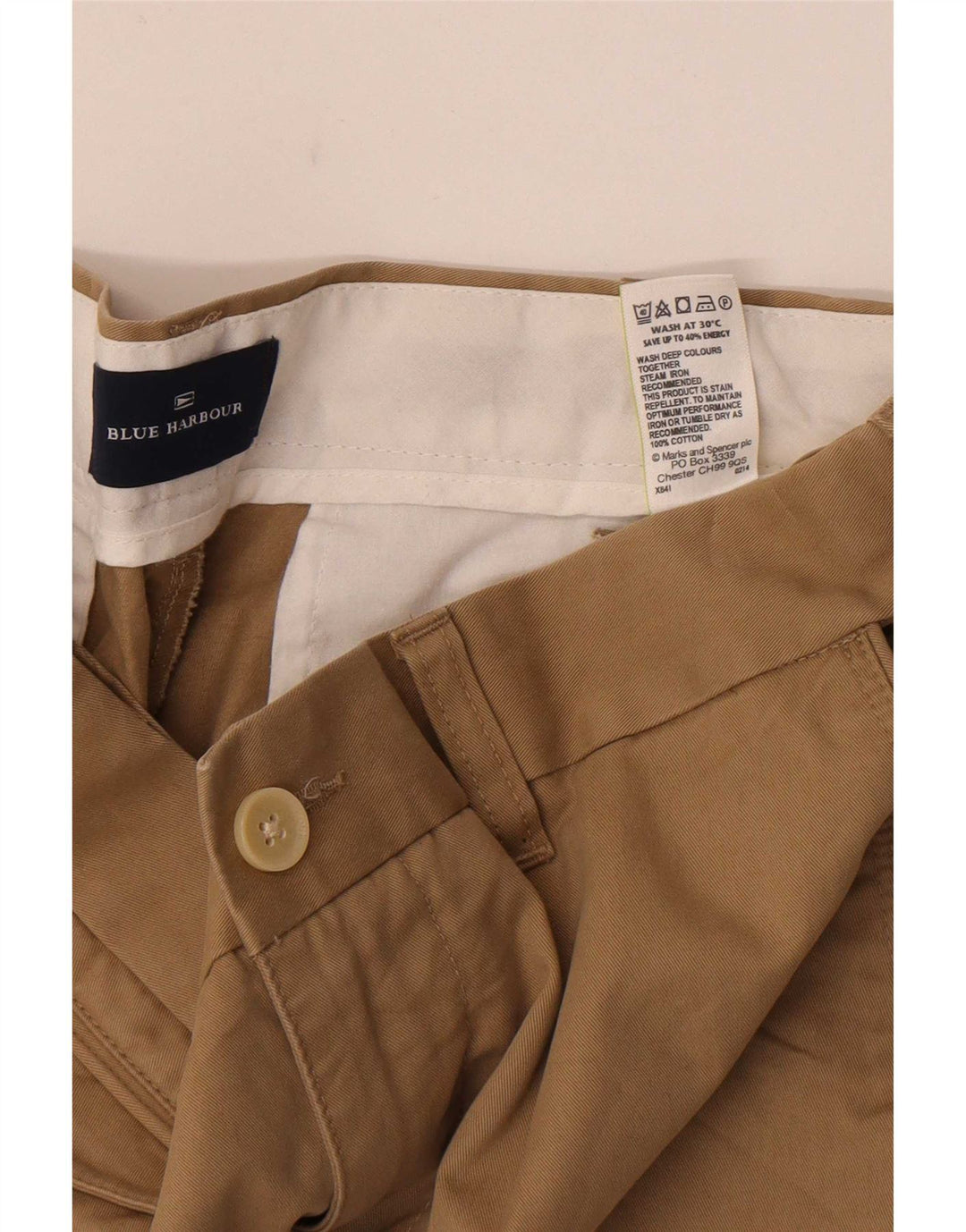 Marks & Spencer Herre Blue Harbor Chino Shorts W32 Medium Beige Bomuld