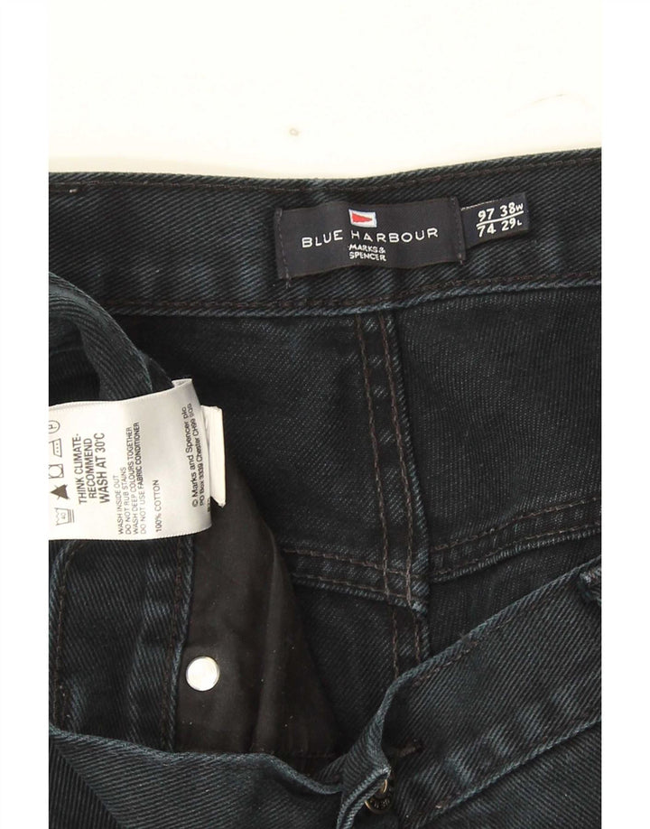 Marks & Spencer Herre Blue Harbor Straight Jeans W38 L29 Sort Bomuld