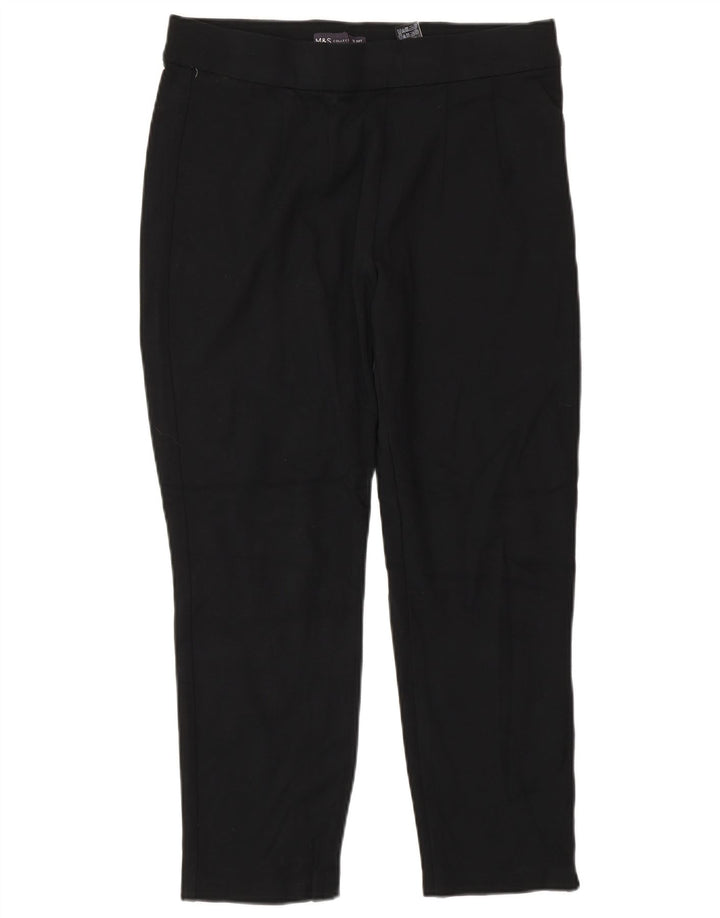 Marks & Spencer Dame Slim Cropped Trousers UK 12 Medium W28 L23 Black