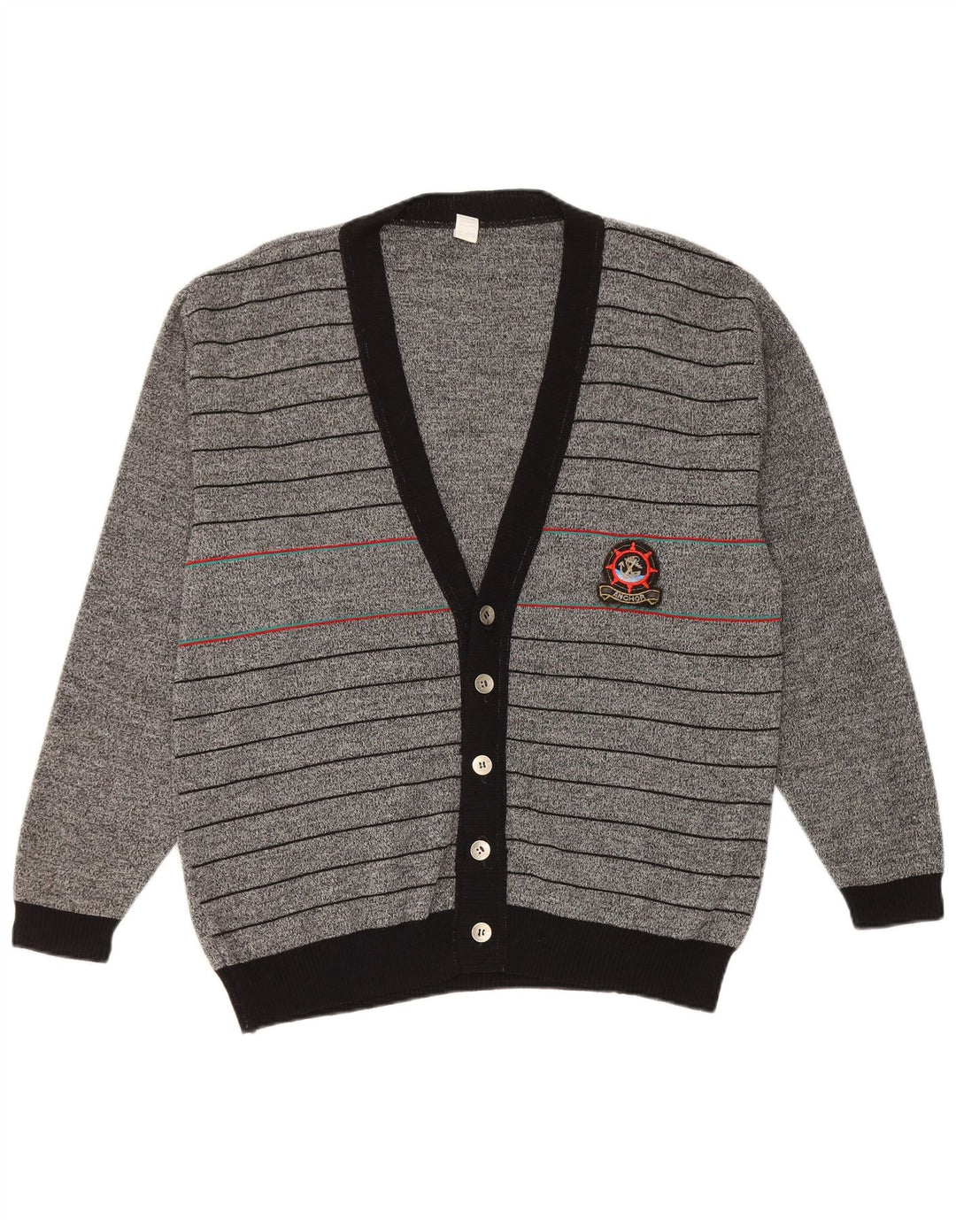 Vintage herre cardigan sweater IT 50 mellemgrå stribet