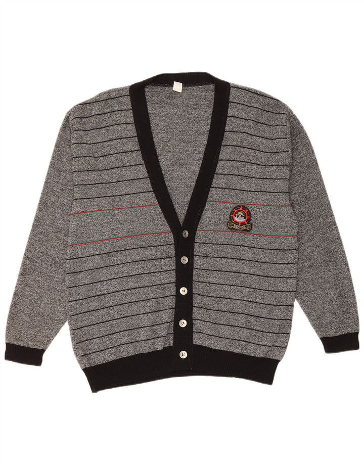 Vintage herre cardigan sweater IT 50 mellemgrå stribet