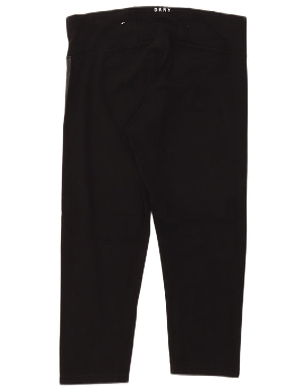 Dkny Womens Grafiske Capri Leggings UK 12 Medium Sort Colourblock Bomuld