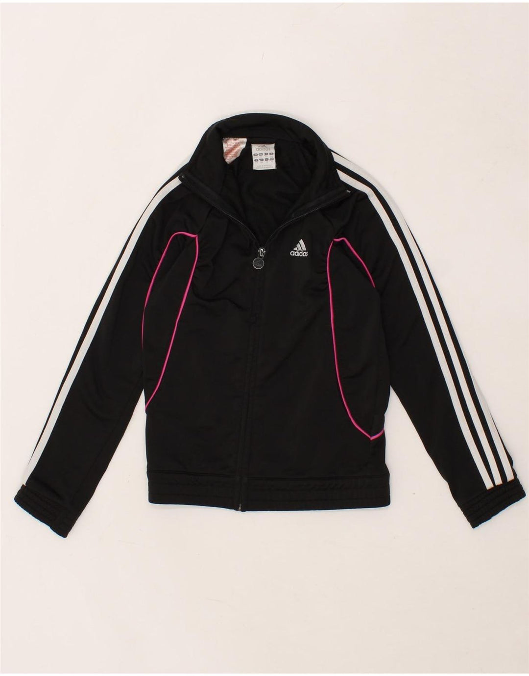 ADIDAS Girls Tracksuit Top Jacket 9-10 Years Black Polyester Vintage Adidas and Second-Hand Adidas from Messina Hembry 