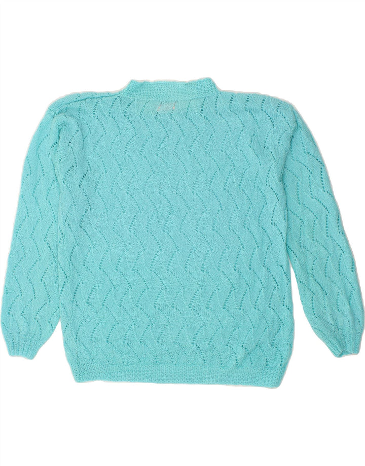 VINTAGE Womens Turtle Neck Jumper Sweater UK 14 Medium Turquoise Vintage Vintage and Second-Hand Vintage from Messina Hembry 