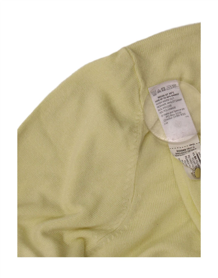Marks & Spencer Dame Cardigan Sweater UK 16 Large Yellow Viscose