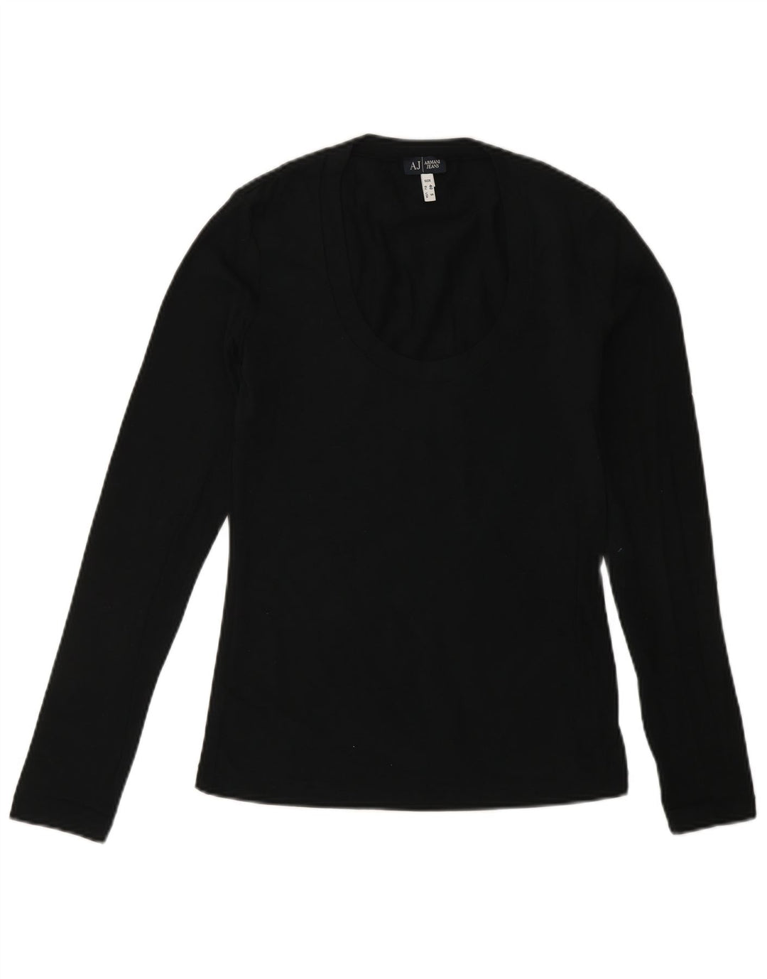 ARMANI JEANS Dame Top Langærmet UK 10 Small Black Bomuld