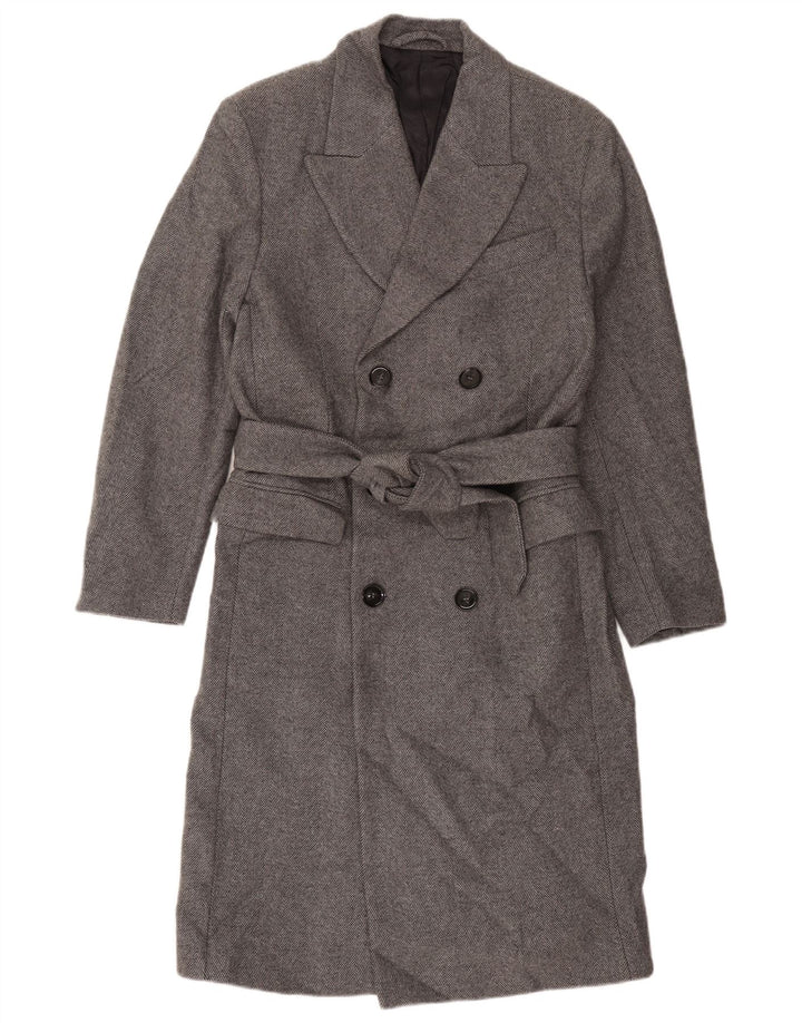 Zara Herre Double Breasted Coat UK 38 Medium Grey Sildebensuld