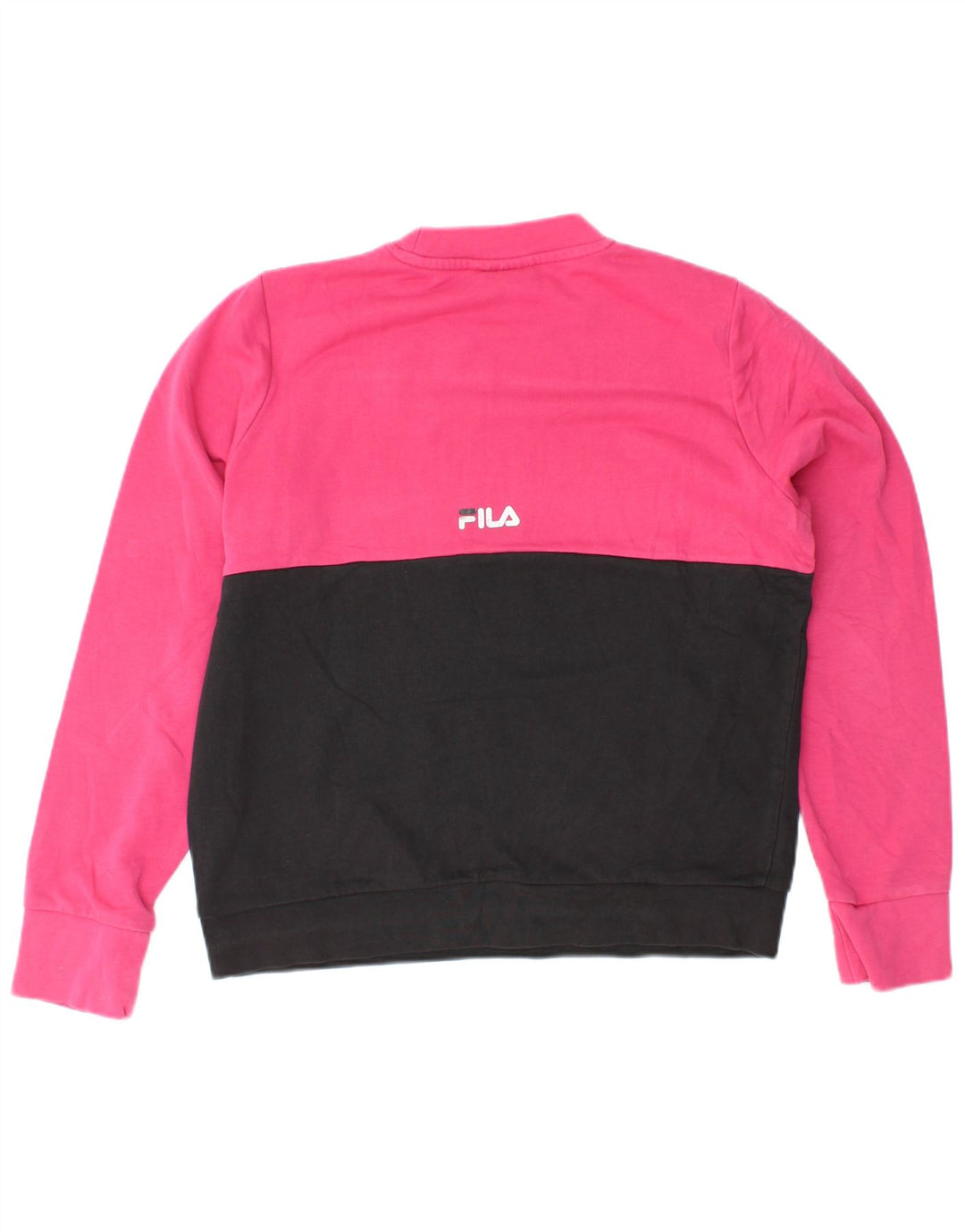 FILA Dame Oversized Sweatshirt Jumper UK 10 Small Pink Colourblock