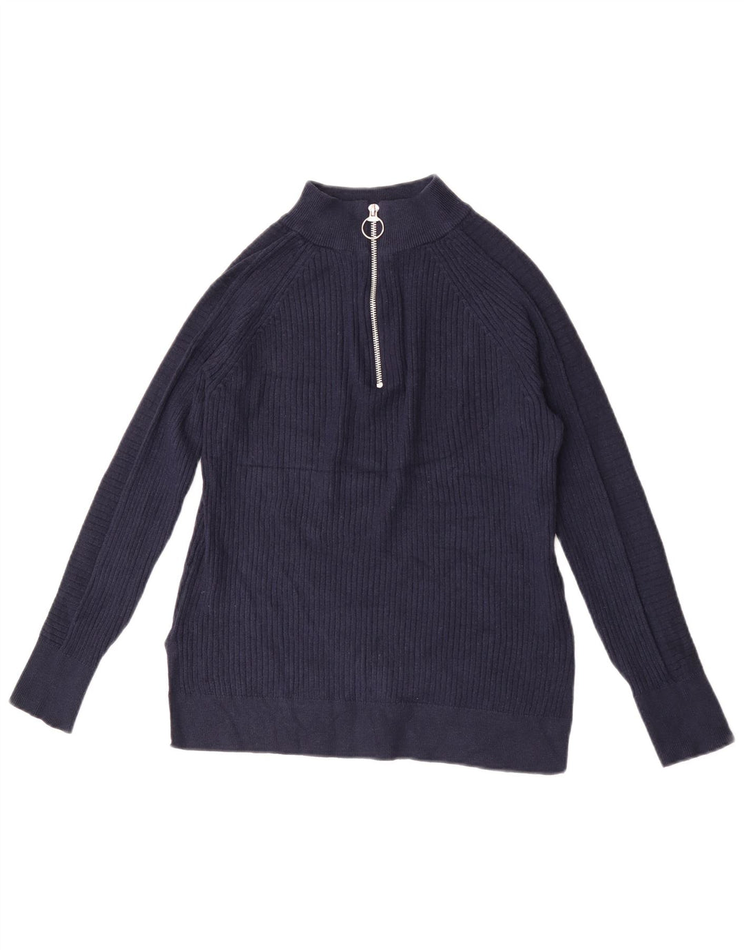 Marks & Spencer Dame sweater med lynlås-hals UK 10 Small Navy Blue