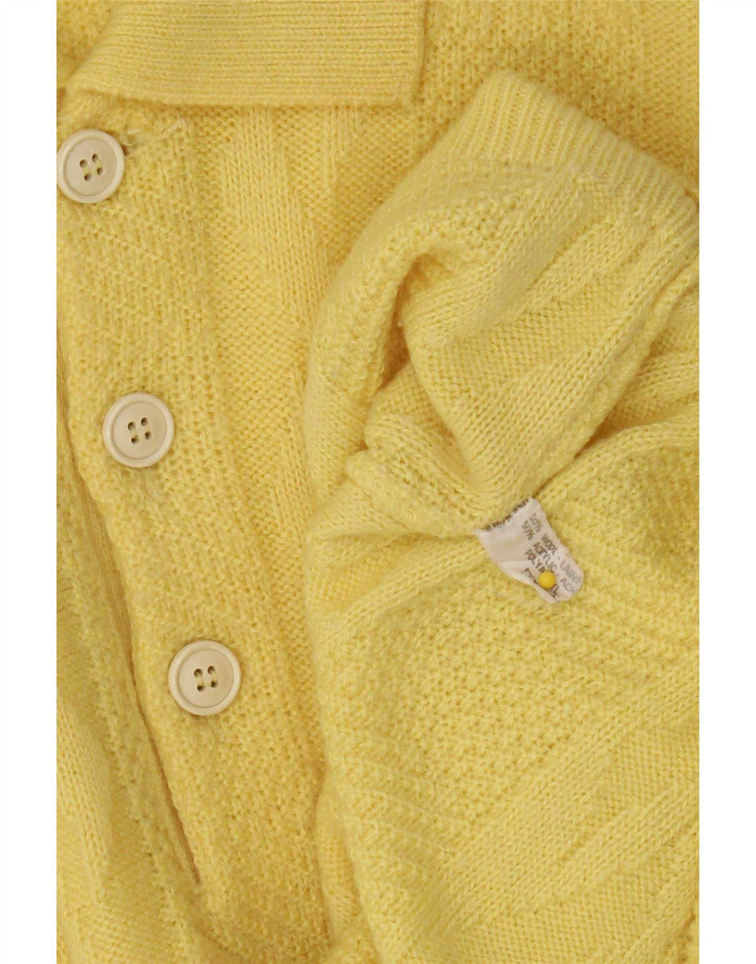 Vintage herre polo hals sweater stor gul uld