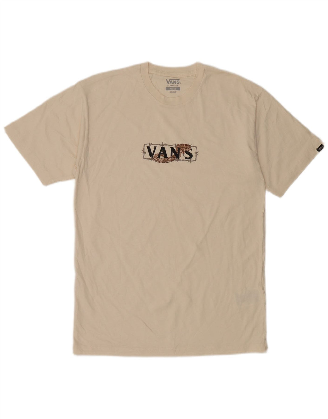 Vans Herre Classic Fit Grafisk T-shirt Top Medium Off White Bomuld