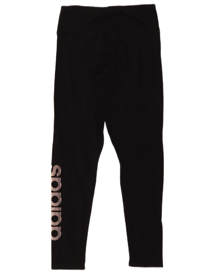 Adidas Dame Grafiske Leggings UK 12/14 Medium Sort Bomuld