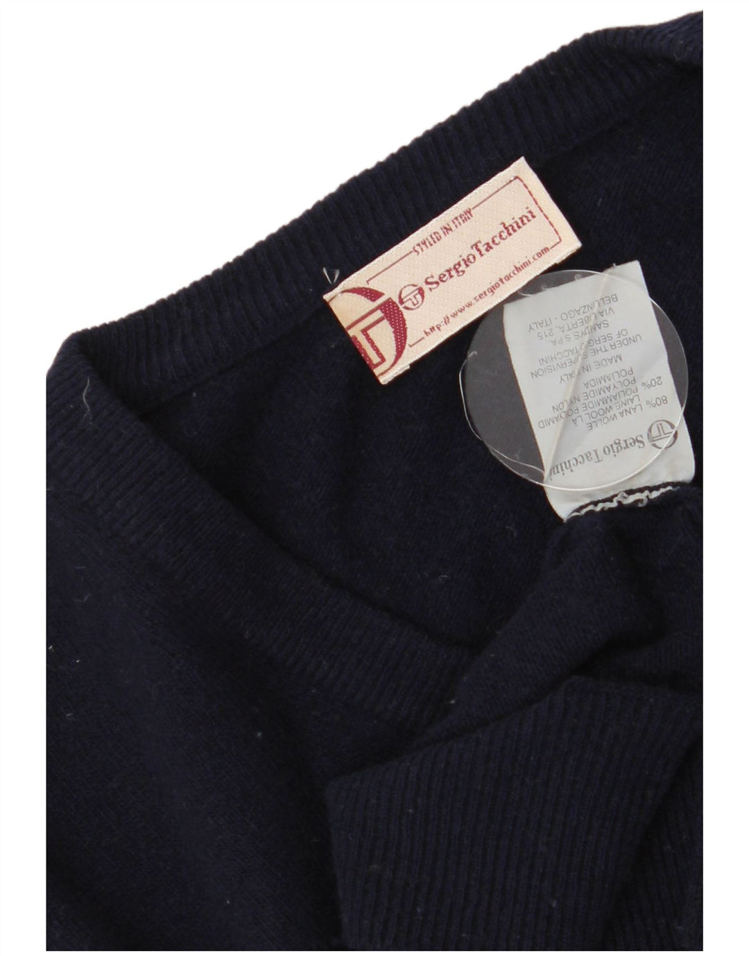 Sergio Tacchini Herre V-hals sweater 2XL marineblå uld