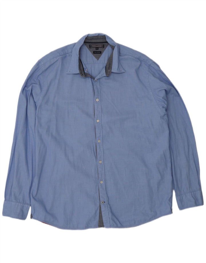 Tommy Hilfiger herreskjorte 2XL blå plettet bomuld