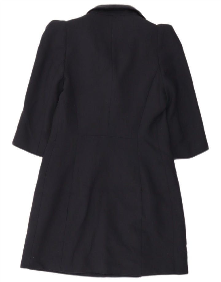 Zara Dame Longline Double Breasted Blazer Jacket UK 12 Medium Navy Blue