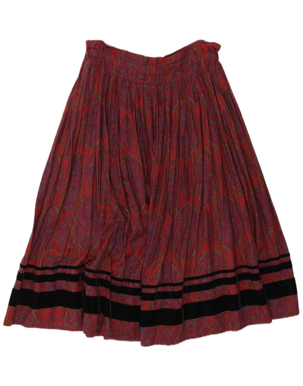 Emmanuel Schwili Dame Flared Skirt IT 44 Medium W38 Burgundy Paisley