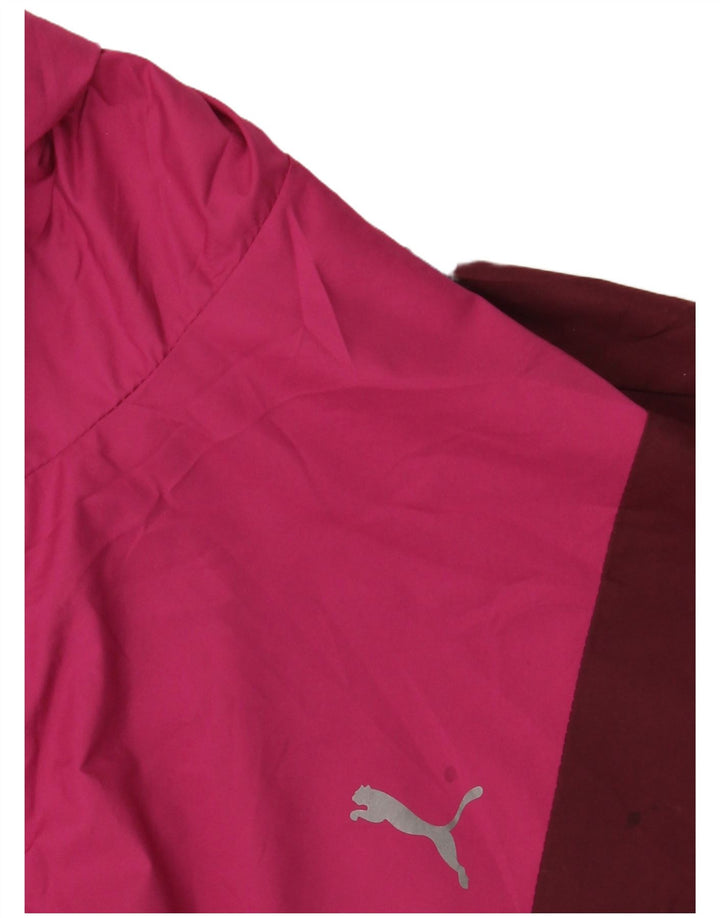 PUMA Regnjakke med hætte i overstørrelse til kvinder UK 10 Small Pink Colourblock