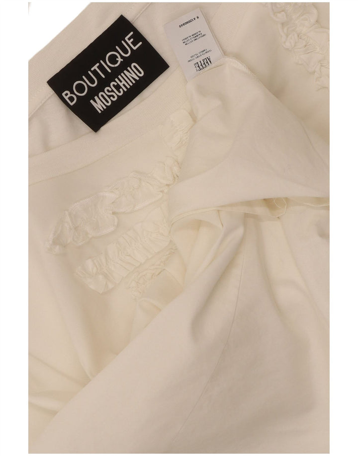 Moschino Dame Oversized bluse Top UK 20 2XL Hvid Bomuld