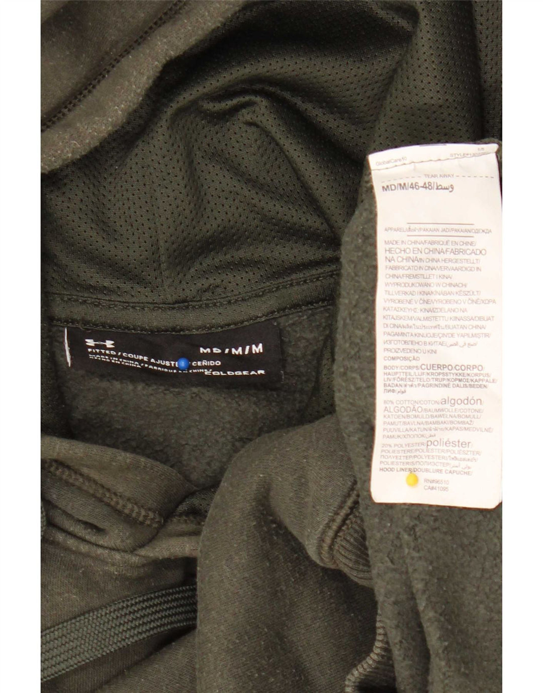 Under Armour Herre Cold Gear Hættetrøje Jumper Medium Khaki Bomuld