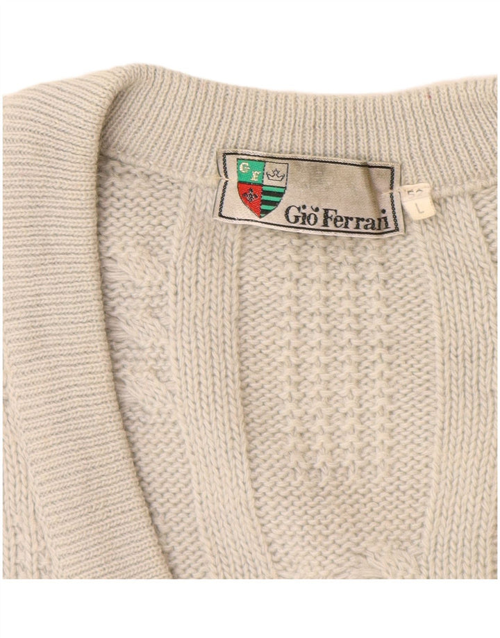 GIO FERRARI Herre cardigan sweater IT 52 Large Off White Alpaca Uld