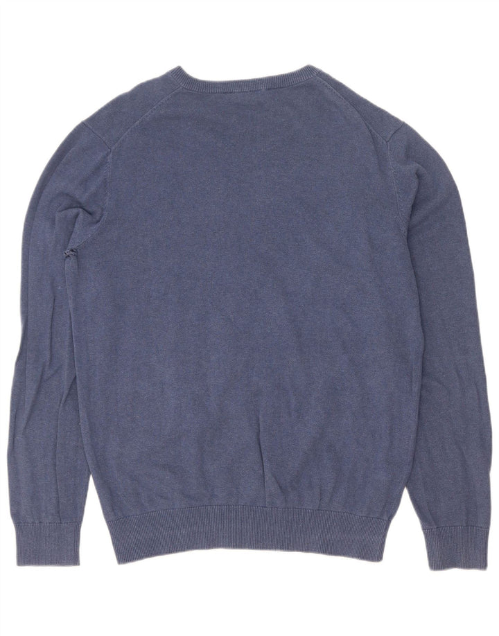 Besætningstøj Herre V-hals sweater Stor blå bomuld
