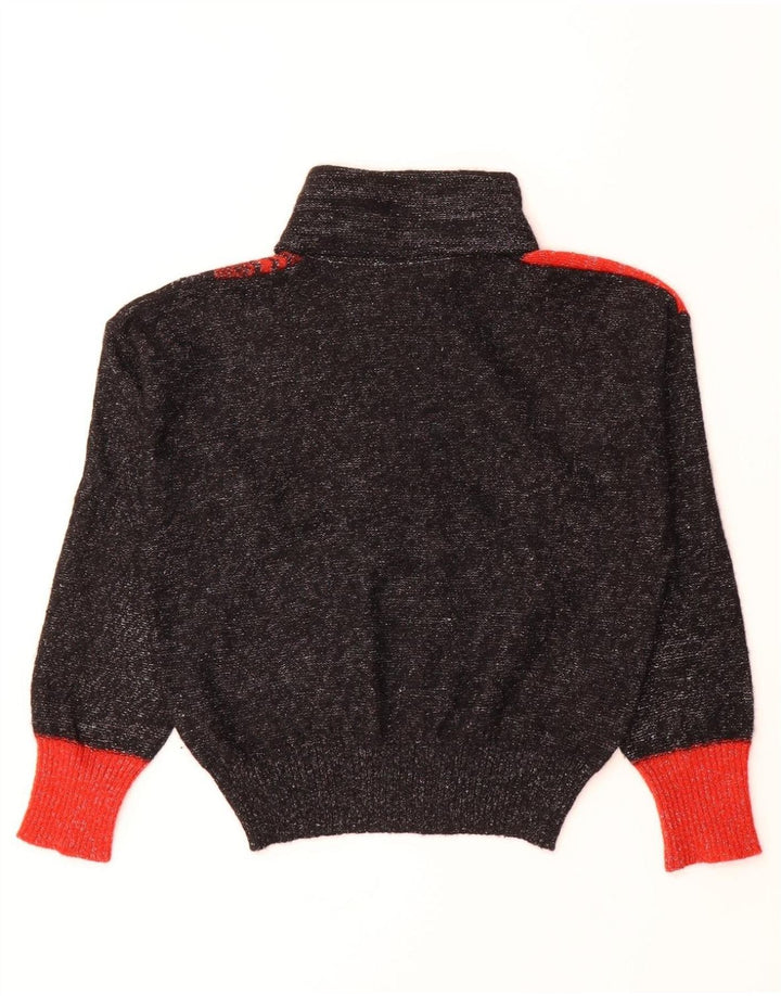 VINTAGE Womens Roll Neck Jumper Sweater IT 46 Large Black Colourblock Vintage Vintage and Second-Hand Vintage from Messina Hembry 