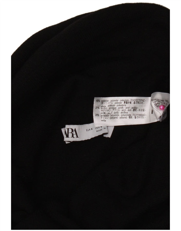 Zara Dame Roll Neck Top Langærmet UK 8 Small Black Polyester