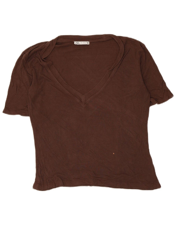 Zara T-Shirt Top UK 12 Medium Brun
