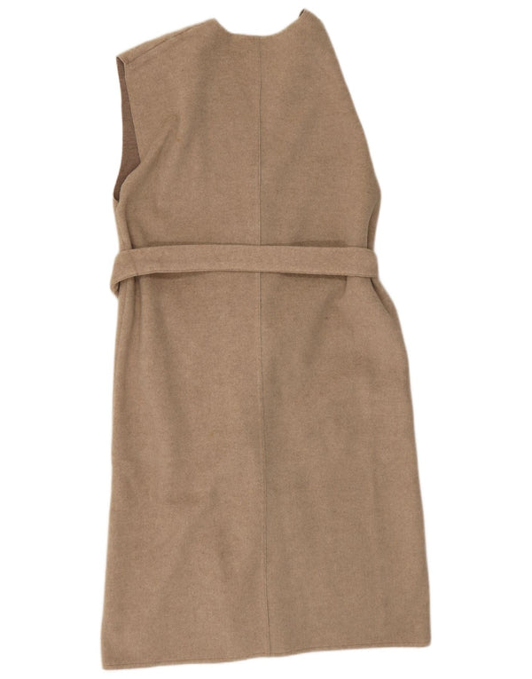 Zara Womens Longline ærmeløs cardigantrøje UK 14 Medium Beige