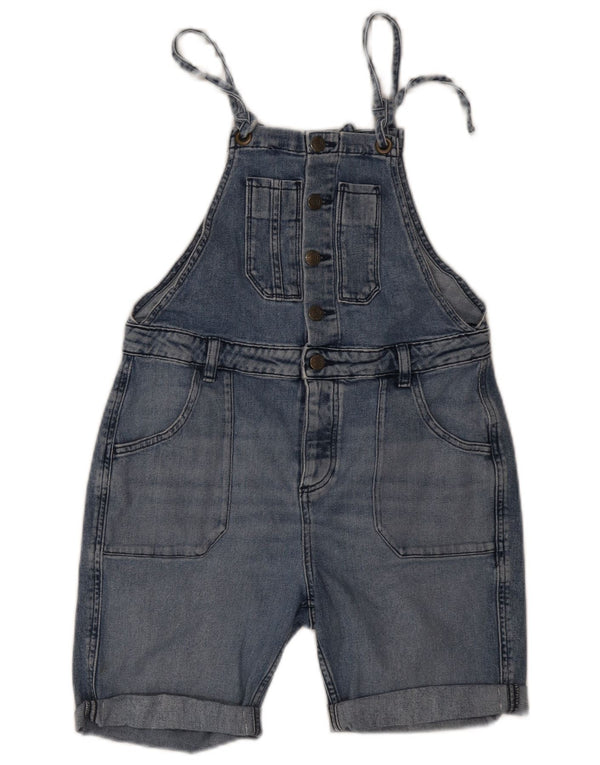 Fat Face Dame Dungarees Denim Shorts UK 12 Medium W30 Blue Cotton