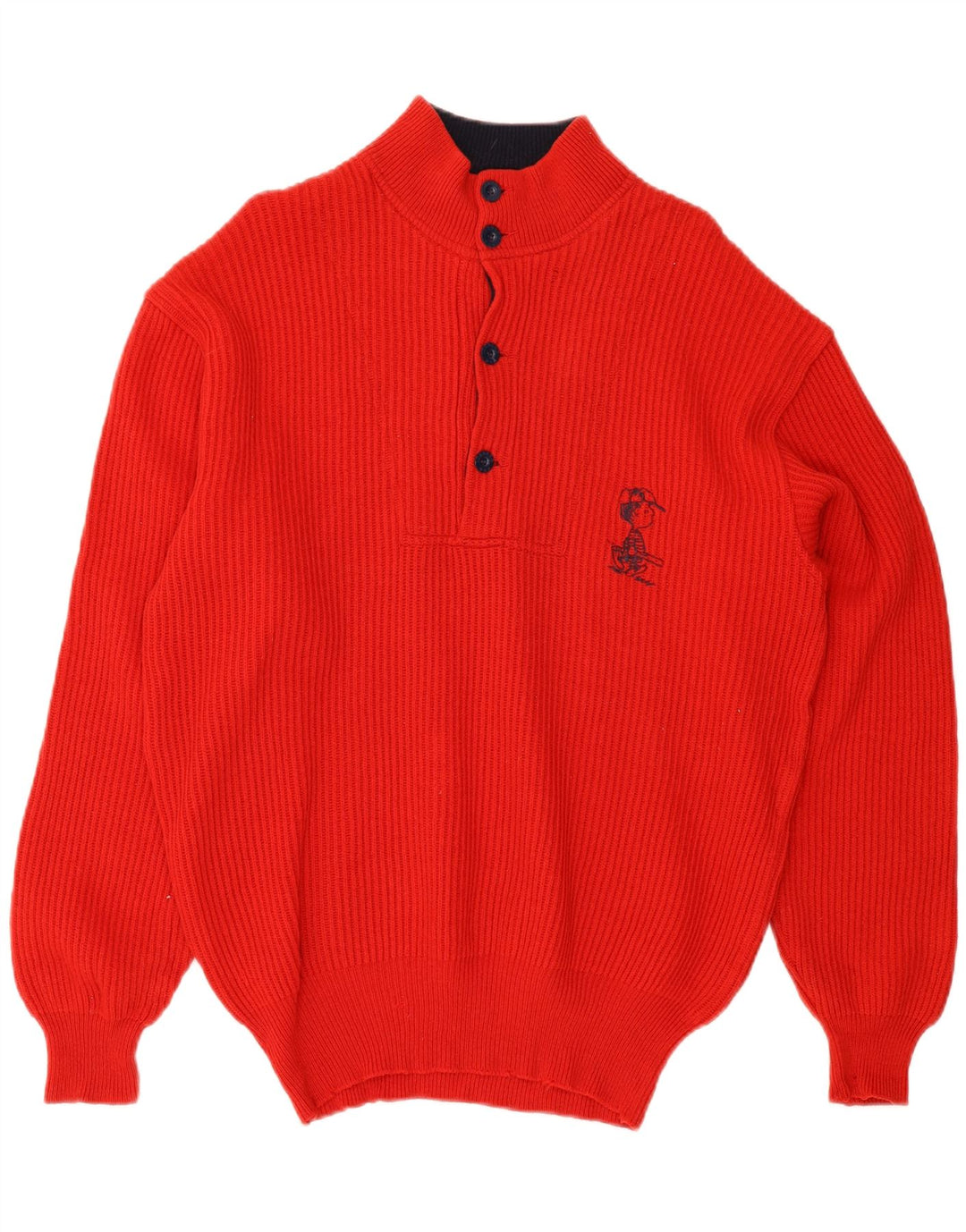 JC DE CASTELBAJAC Mens Iceberg Button Neck Jumper Sweater Large Red Wool Vintage JC De Castelbajac and Second-Hand JC De Castelbajac from Messina Hembry 