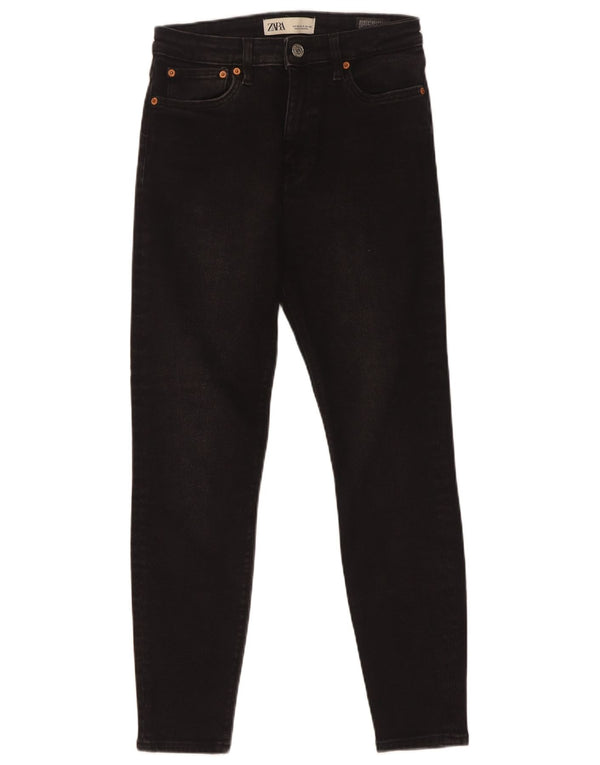 Zara Womens Crop Skinny Jeans EU 38 Small W28 L26 Black Bomuld