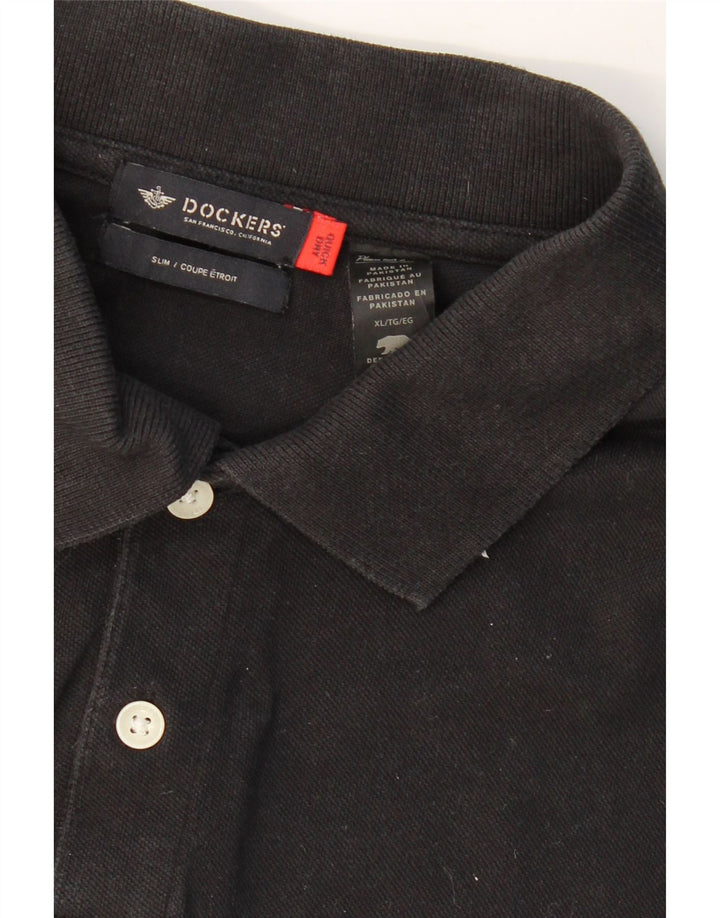 DOCKERS Mens Slim Polo Shirt XL Black Cotton Vintage Dockers and Second-Hand Dockers from Messina Hembry 