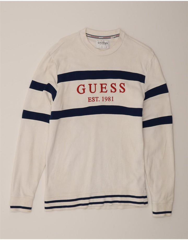 Guess Herre grafisk top Langærmet Medium White Colourblock Bomuld