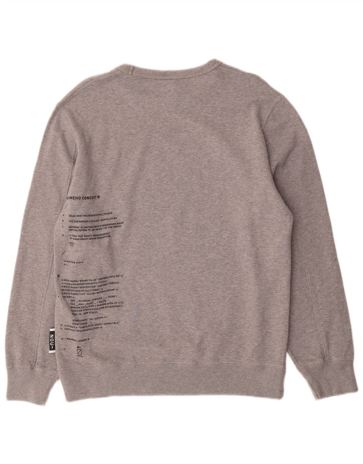 NOUMENO CONCEPT Grafisk sweatshirt til mænd Medium Grå Bomuld