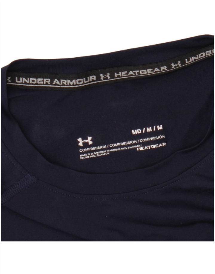 Under Armour Herre Heat Gear T-Shirt Top Medium Navy Blue Syntetisk