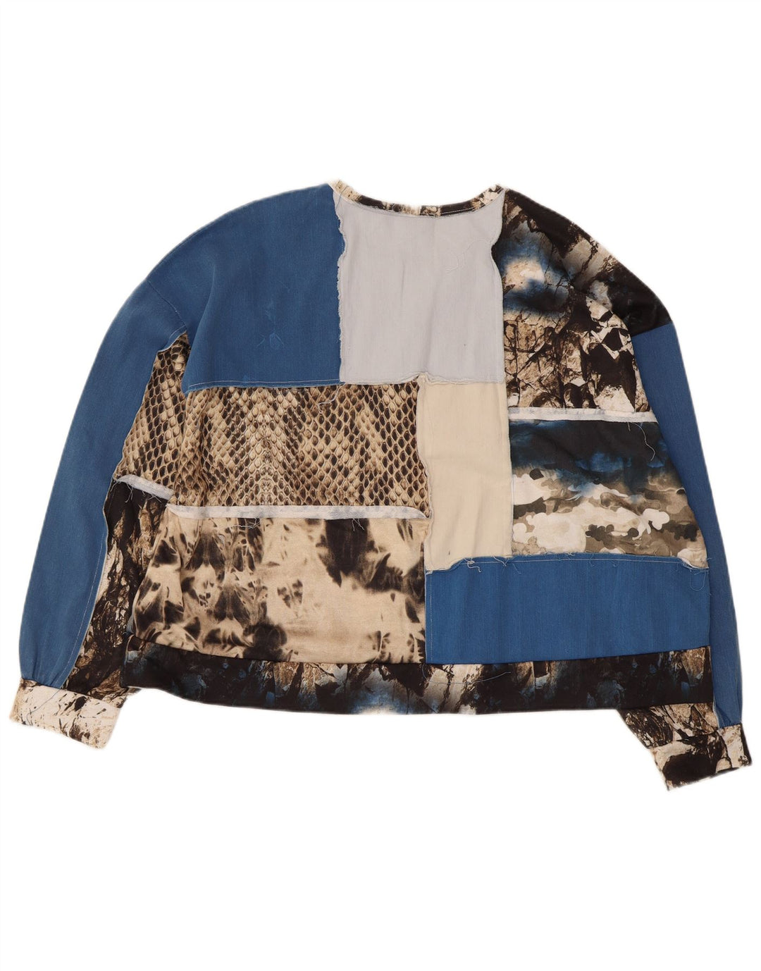 Zara Womens Crop Graphic Top Langærmet UK 14 Medium Multicolored