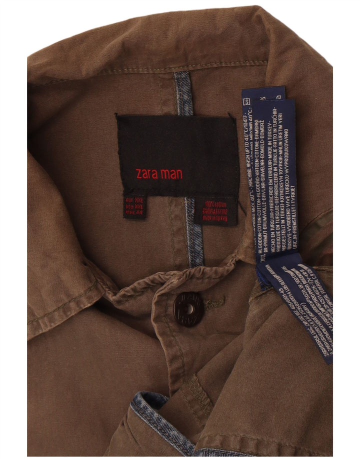 Zara Herre Military Jacket UK 44 2XL Brun Bomuld
