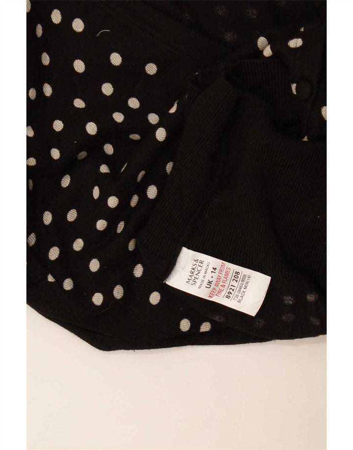 Marks & Spencer Dame Cardigan Sweater UK 14 Medium Black Spotted