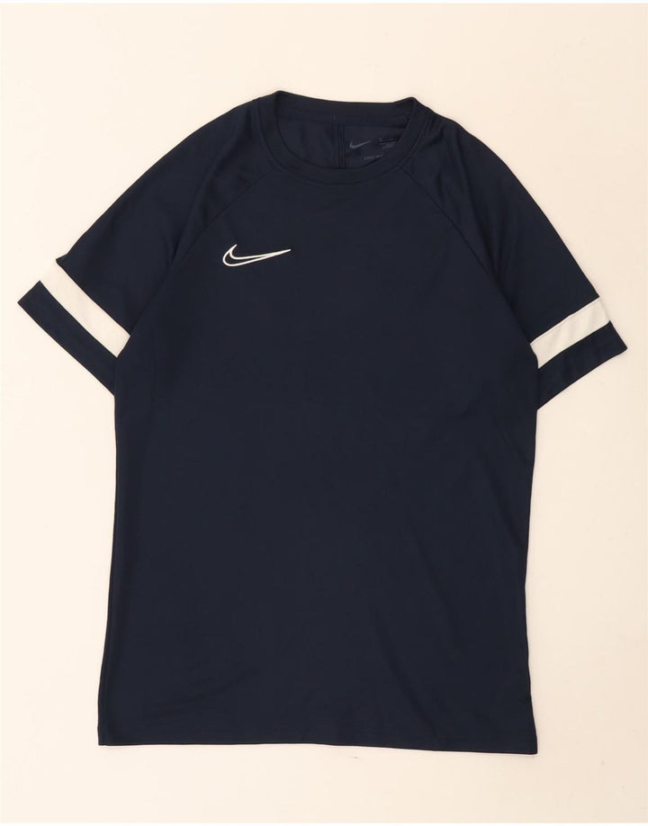 Nike Herre Dri Fit T-shirt Top Medium Navy Blue Colourblock