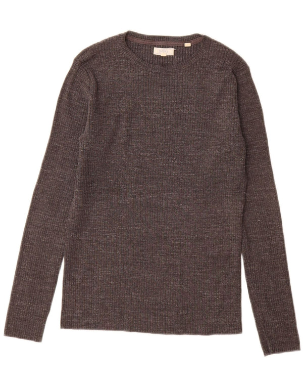 Fat Face Womens Top Long Sleeve UK 12 Medium Grey Cotton