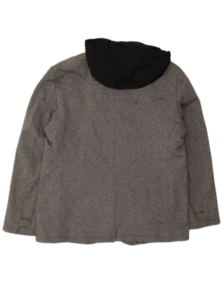 Zara Herre Hooded Bomber Jacket UK 42 XL Grå Polyester