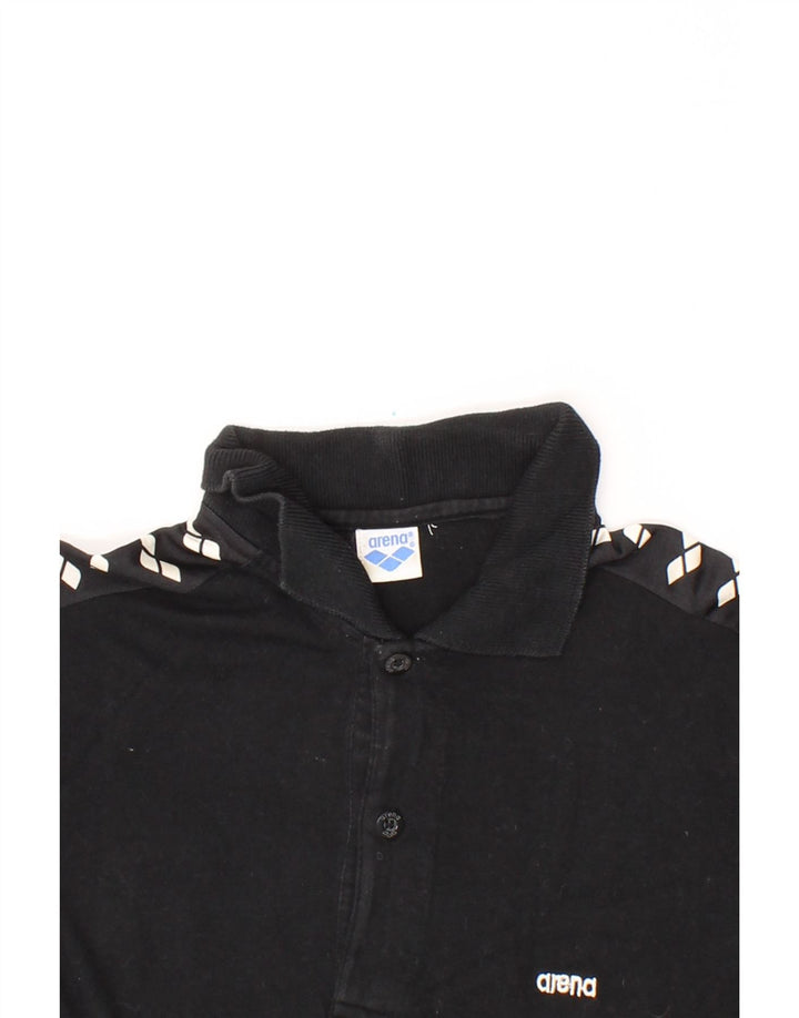 ARENA Mens Graphic Polo Shirt Medium Black Cotton Vintage Arena and Second-Hand Arena from Messina Hembry 