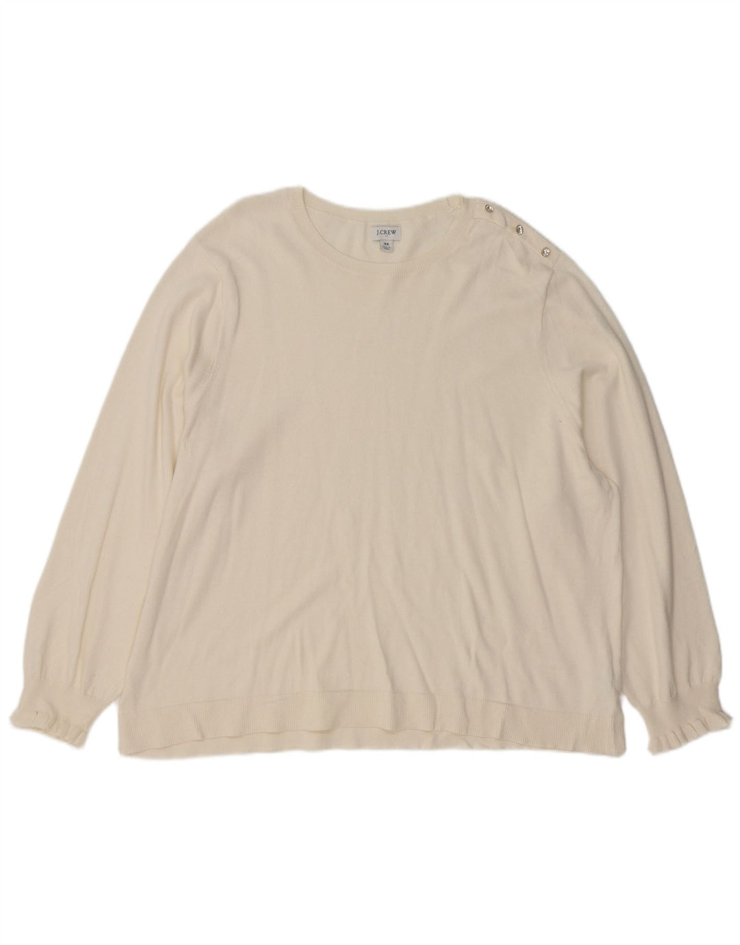 J. CREW Dame sweater med rund hals DK 22 3XL Off White Bomuld