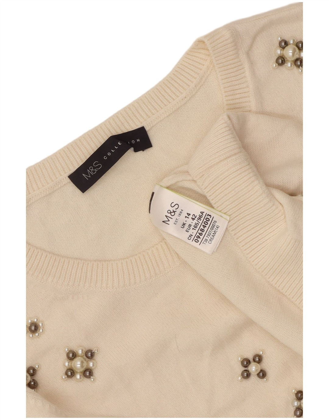 MARKS & SPENCER Dame Boat Neck Jumper Sweater UK 14 Large Off White