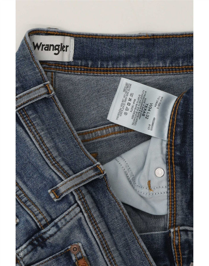 Wrangler Herre Texas Straight Jeans W34 L32 Blå Bomuld