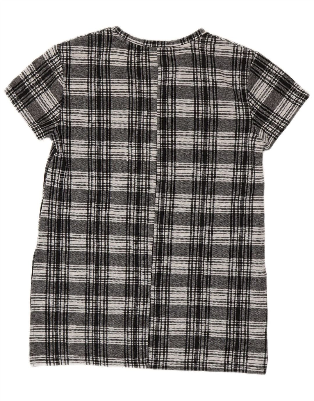 ZARA Dame Longline Kortærmet Bluse Top UK 10 Small Black Plaid