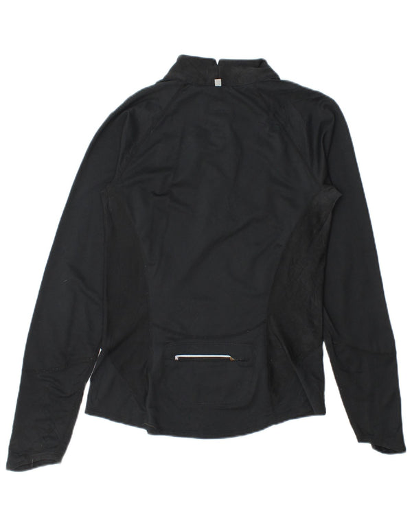 Nike Dame Dri Fit Top Langærmet med lynlåshals, UK 4/6 XS Sort Polyester