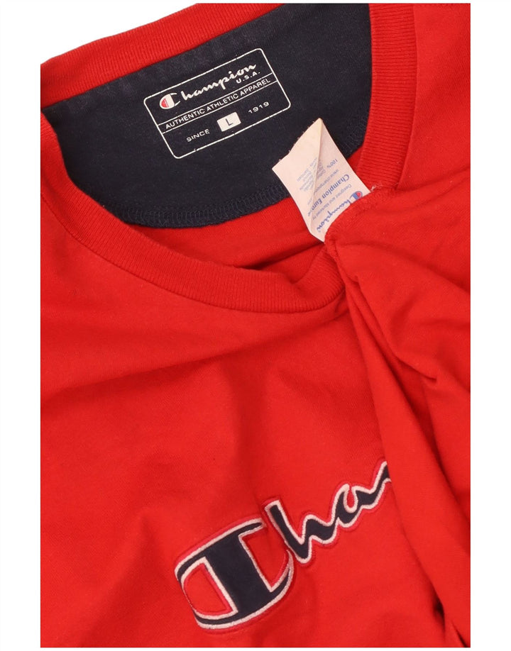 CHAMPION Herre Grafisk T-Shirt Top Stor Rød Bomuld